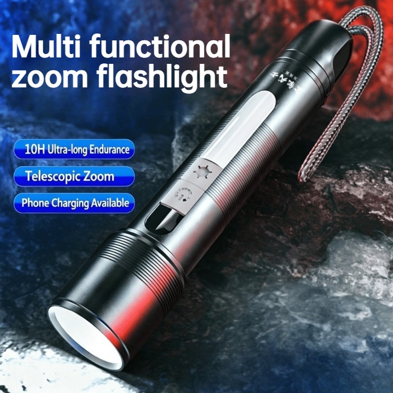 Outdoor Power Bank - Multi Functional LED Flashlight Zoomable COB