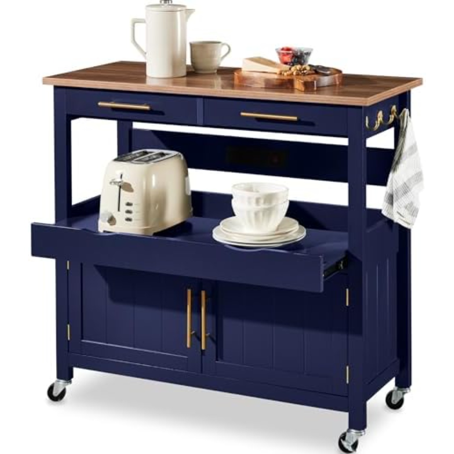 Outdoor Kitchen Power Outlet - 36in Large Rolling Kitchen Island Cart,