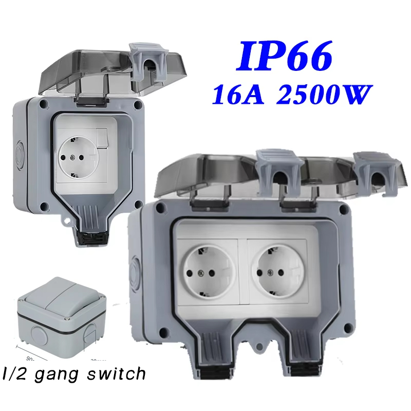 Outdoor Power Inlet Box - EU KR Outdoor Wall Waterproof Sockets