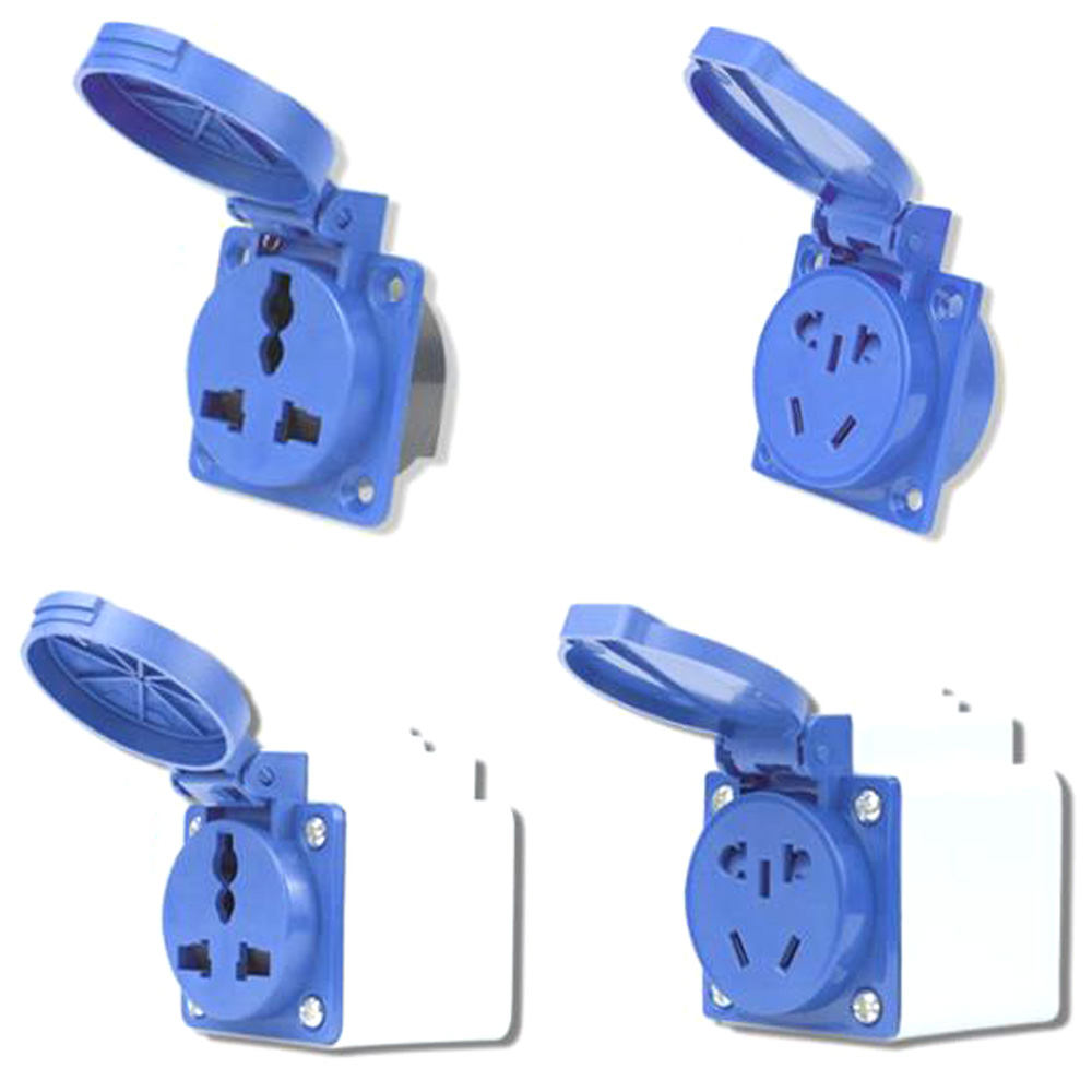 Outdoor Power Inlet Box - Blue IP54 10A/16A 220V Multifunction Industry