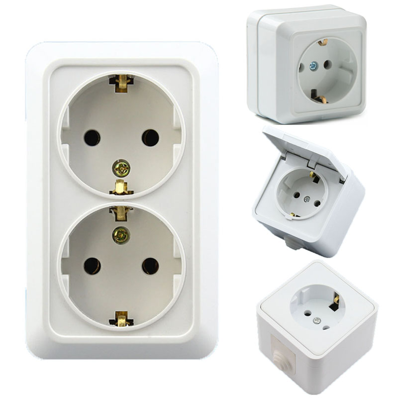 Outdoor Kitchen Power Outlet - White Germany 10A 16A Waterproof Anti-UV