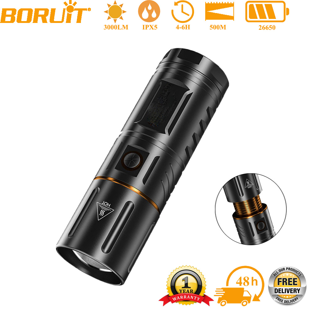 Outdoor Power Bank - BORUiT Ultra Bright 3000LM LED Flashlight