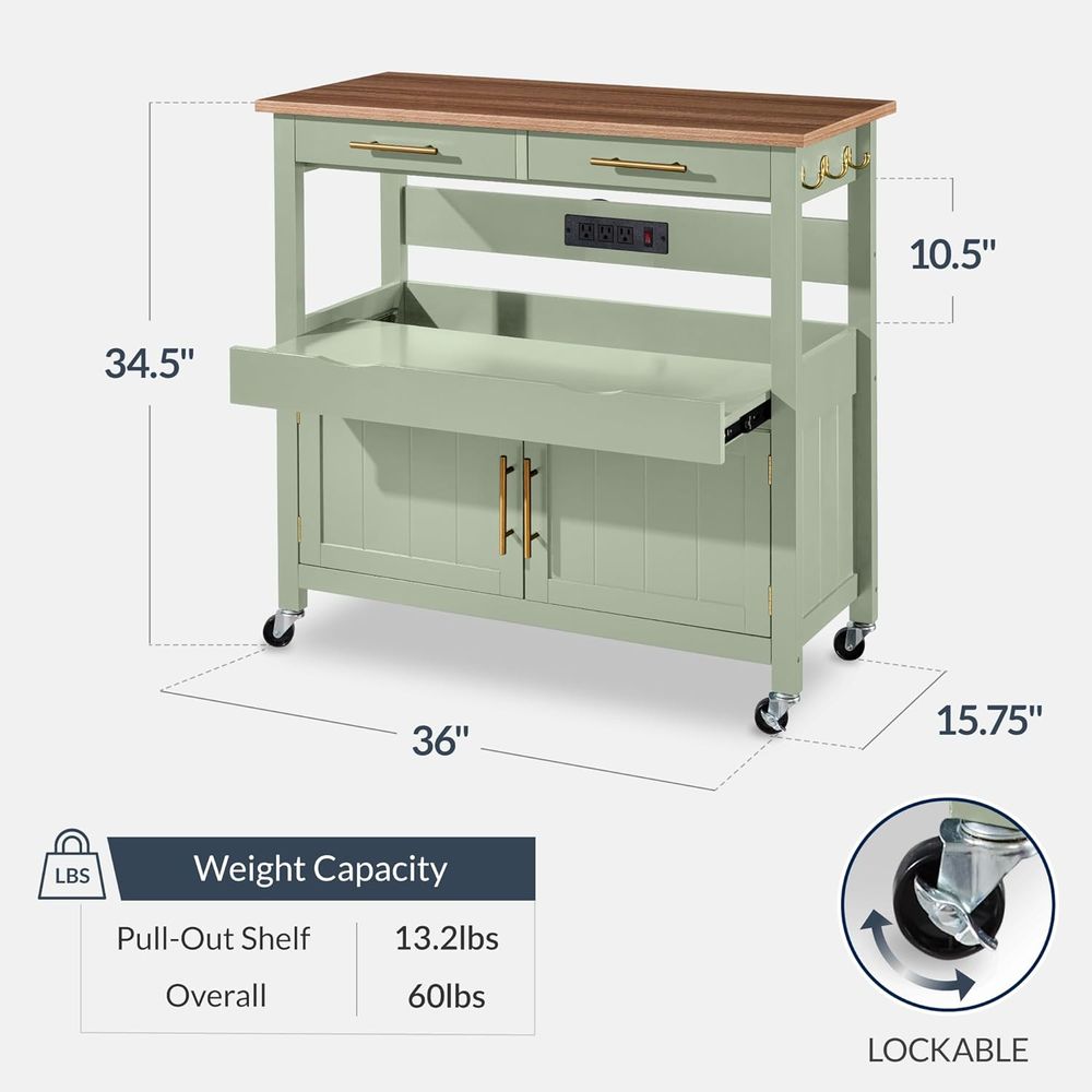 Large Rolling Kitchen Island C - огляд і ціна Outdoor Kitchen Power Outlet