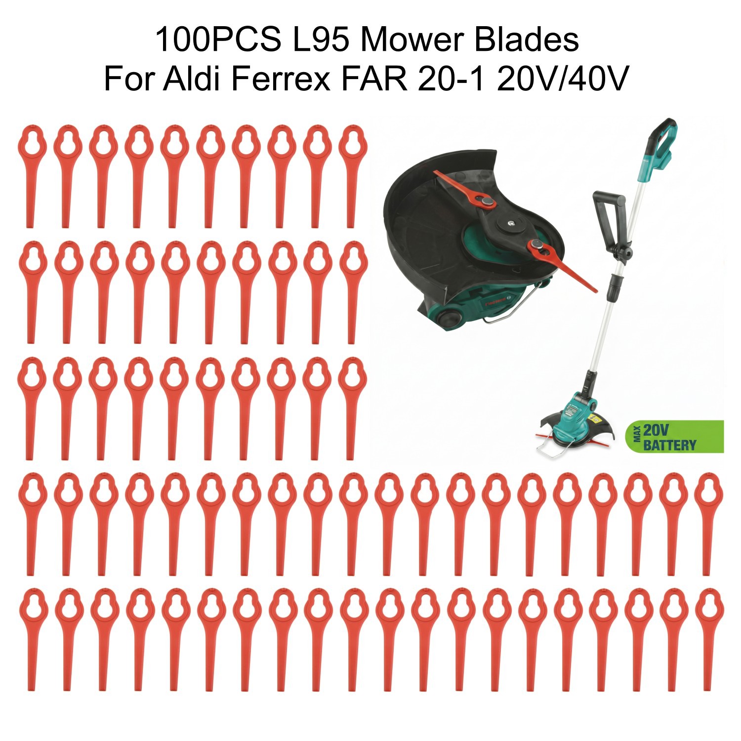 100Pcs 95mm Mower Blades Plast - огляд і ціна Leaf Blower Cordless