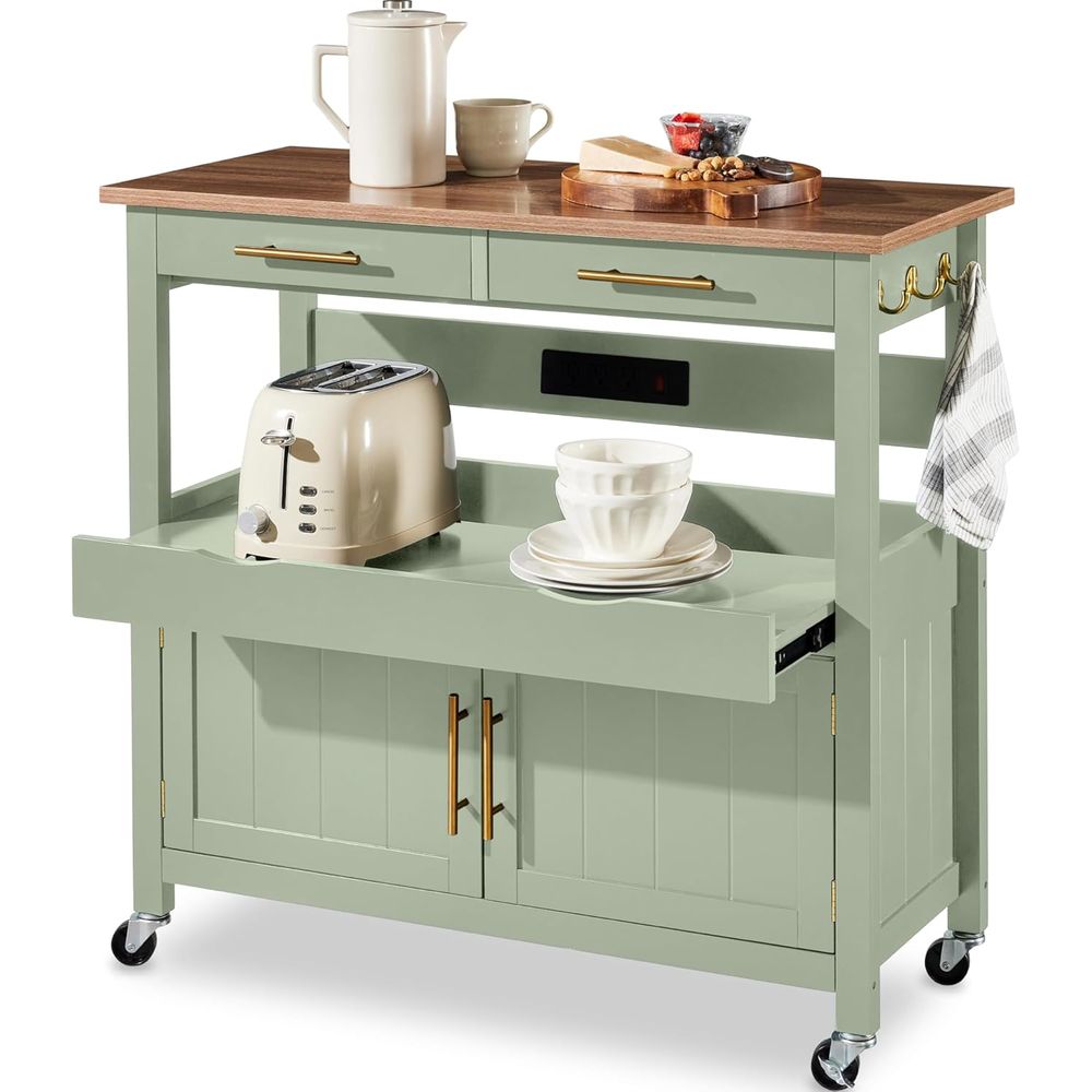 36in LarRolling Kitchen Island - огляд і ціна Outdoor Kitchen Power Outlet